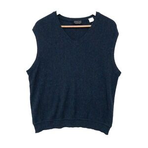 Nemacolin Woodlands Sweater Vest Mens M Navy Blue Baby Alpaca Wool V-Neck Peru